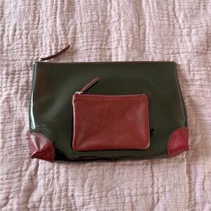 ShoeMint Handbags Burgundy PVC & Leather Clutch Zip Pouch
